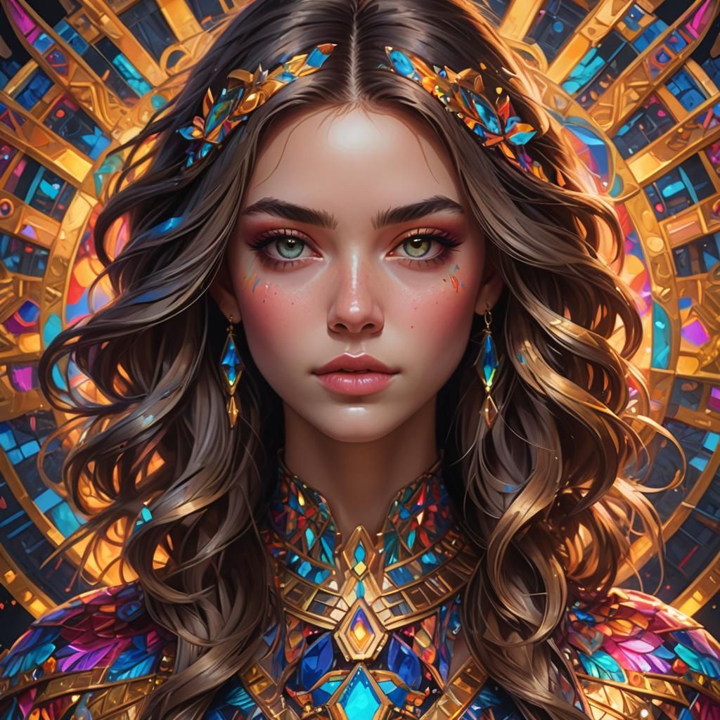 Girl in Kaleidoscope Top: Concept Art Portrait
