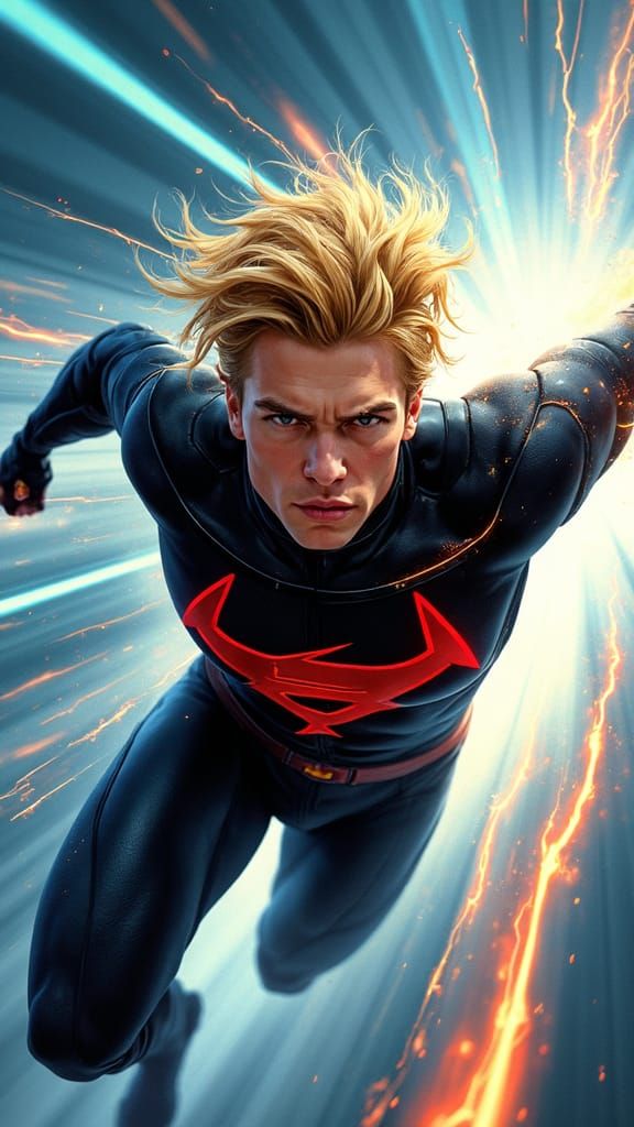 Heroic Speedster Surges Forward in Comic Book Cover