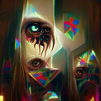 Girl with Kaleidoscope Eyes: Sinister Fantasy Art