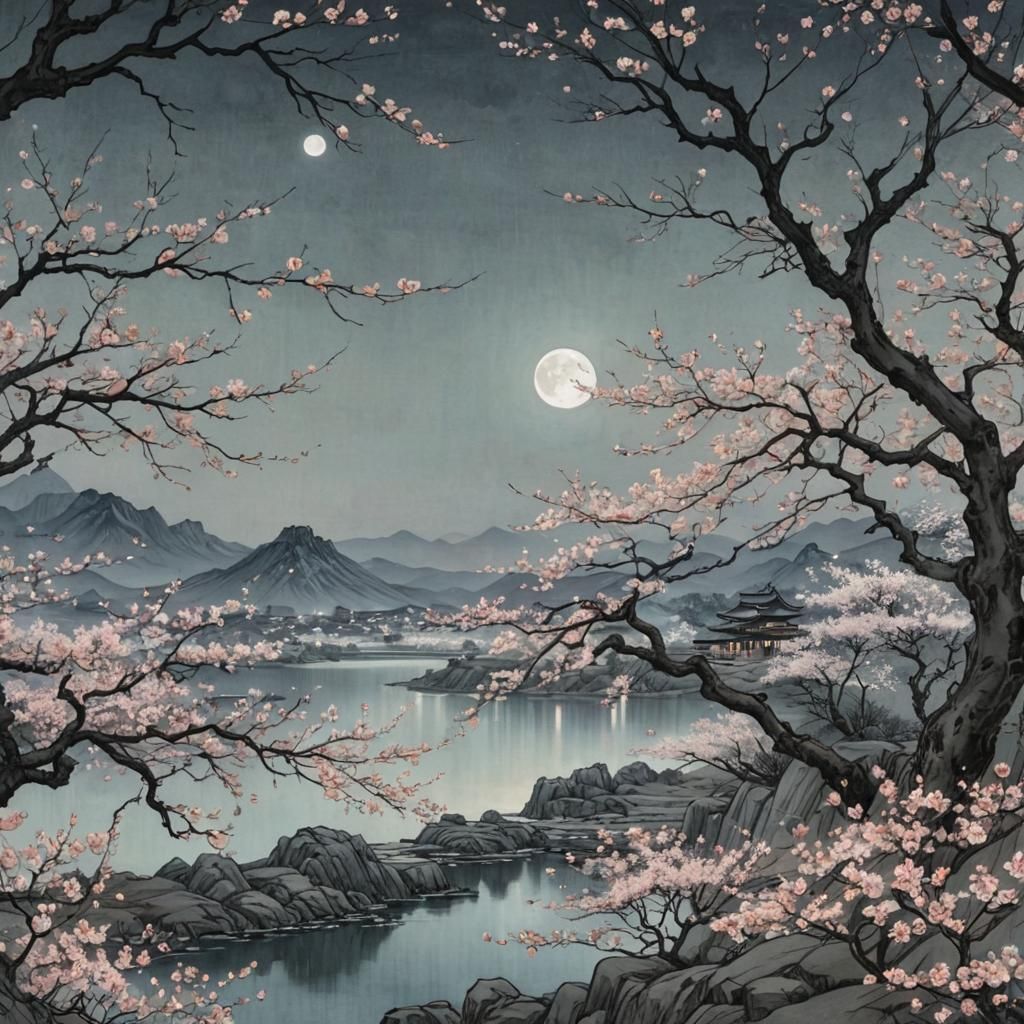 Hyperrealistic Japanese Cherry Blossom Landscape