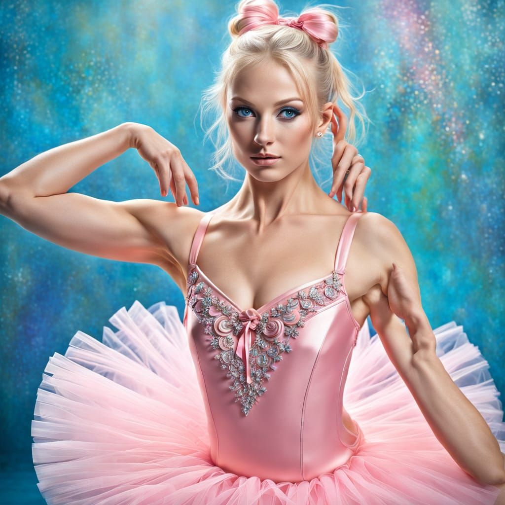 Dee Dee in Pink Tutu: Vibrant Digital Art