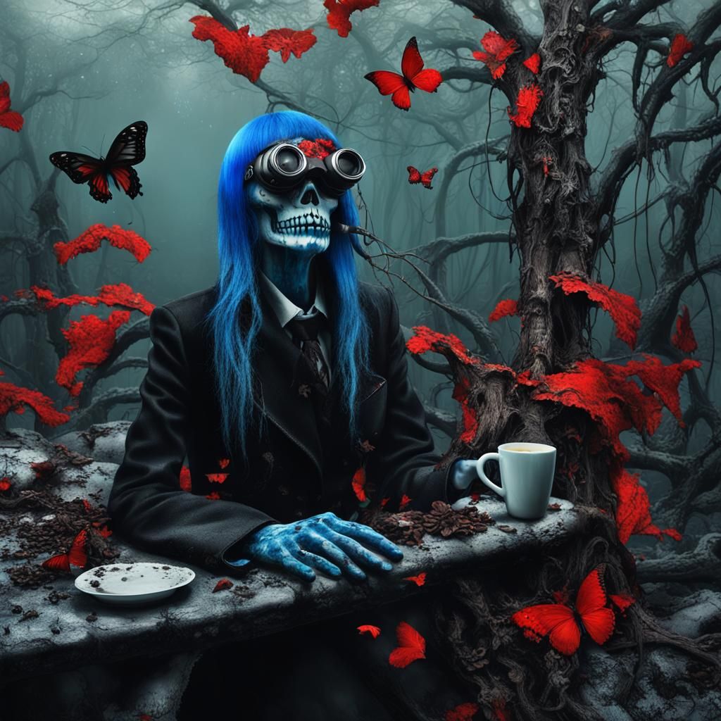 Decaying Dummy and Goth Model in Surreal Scene