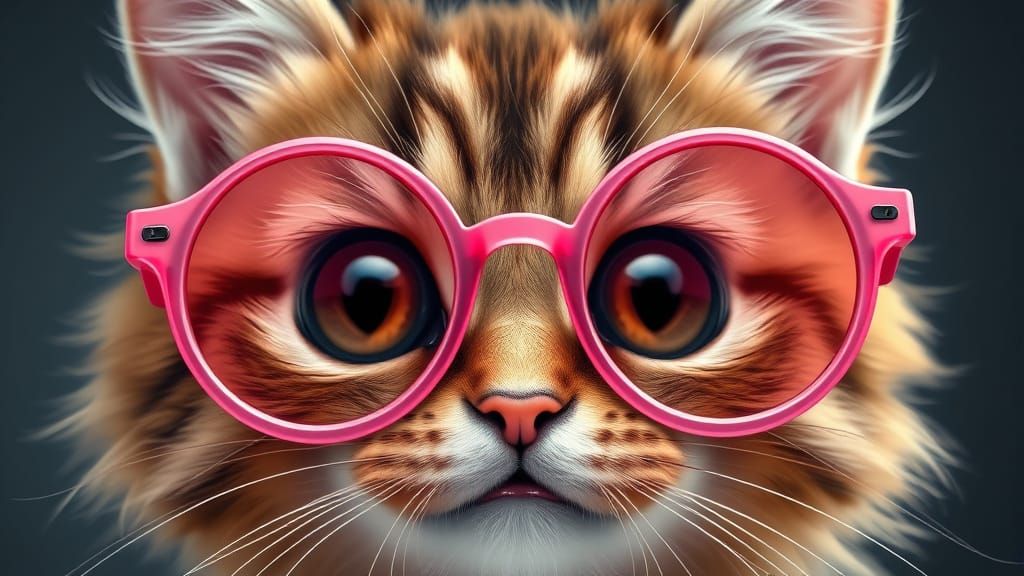 Whimsical Tabby Cat in Pink Sunglasses