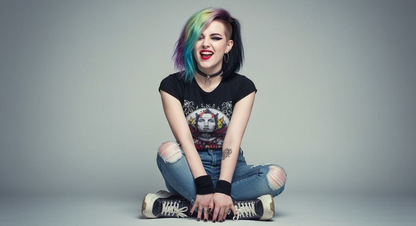 Punk Girl with Asymmetrical Hair in Professional Photo