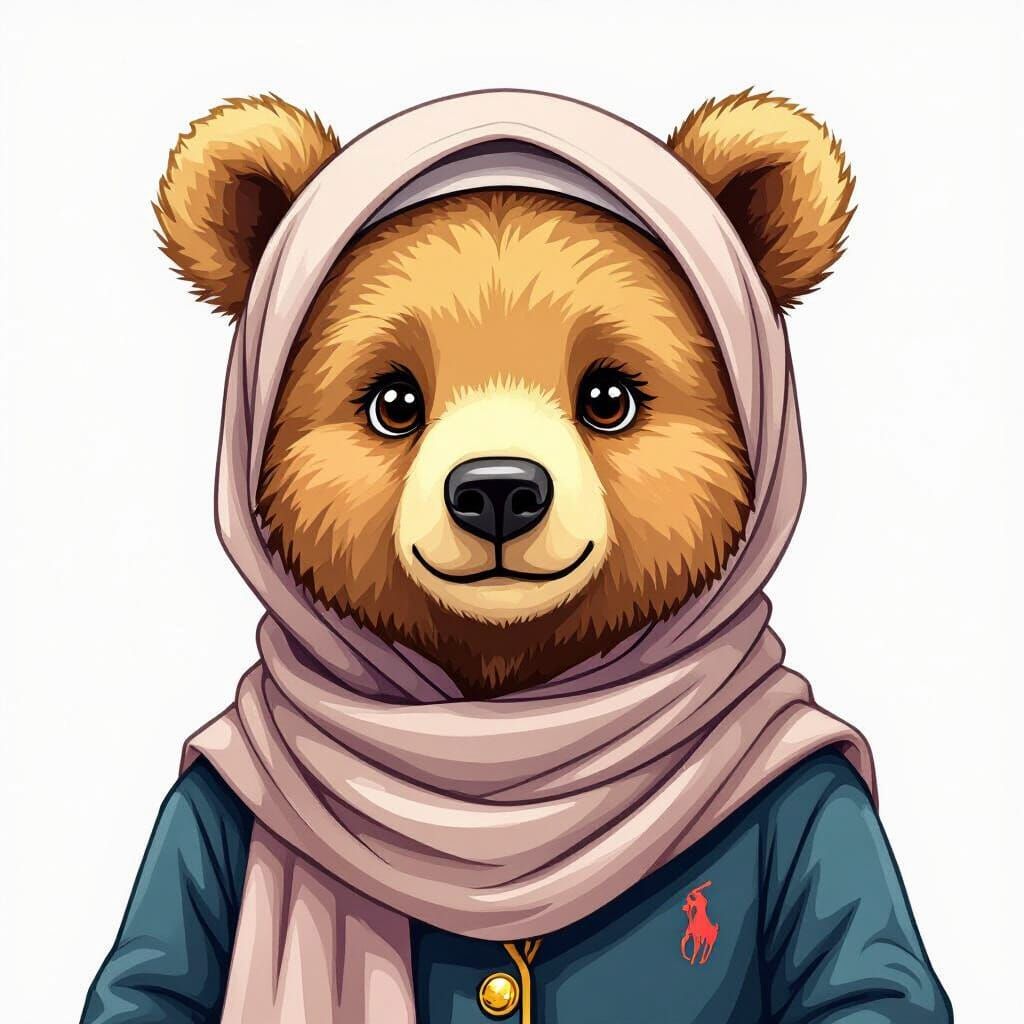 Ralph Lauren Bear Illustration Wearing a Hijab
