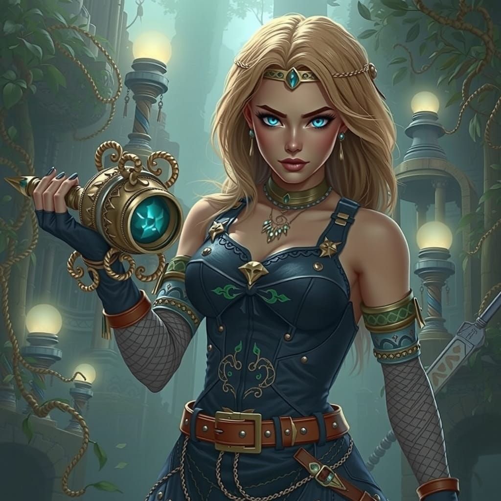 Regal Amazon Warrior in Hyperrealistic Art