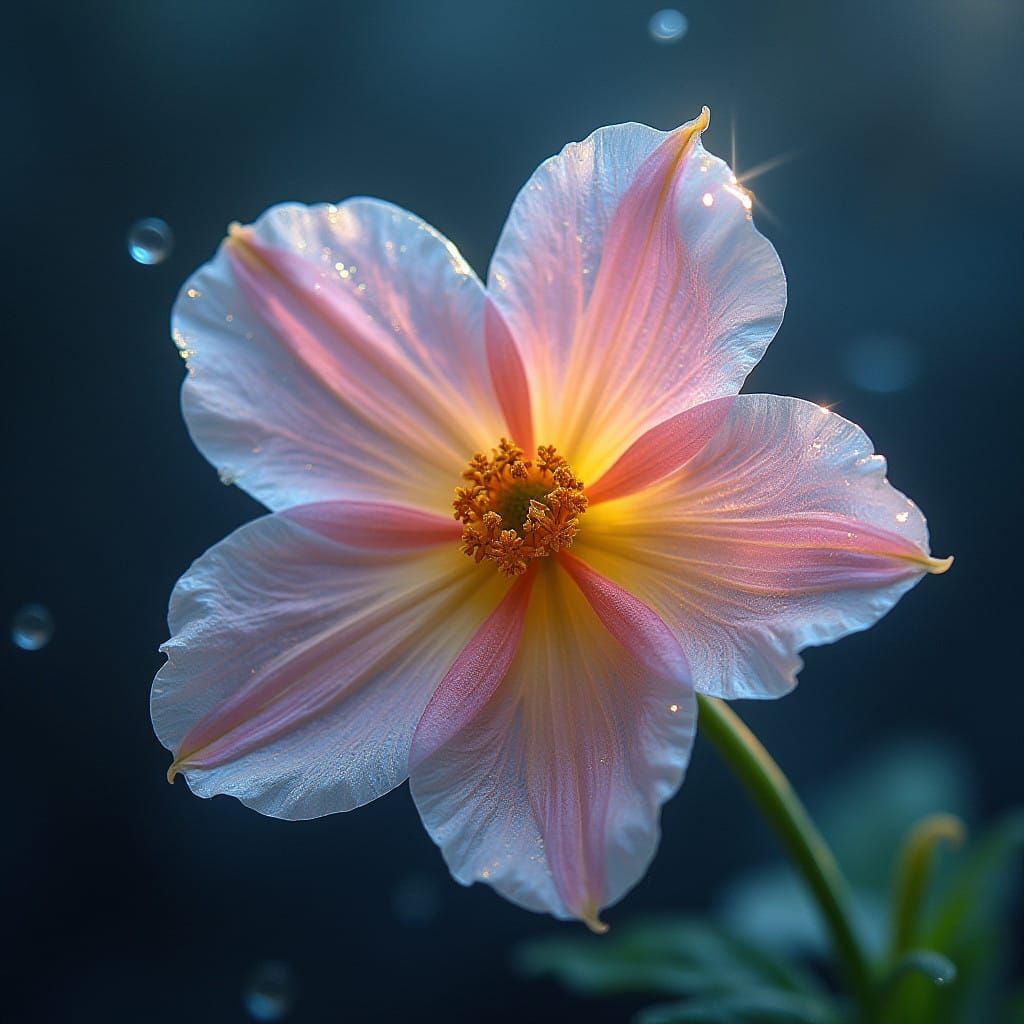 Surrealistic Hyperrealistic Daisy Blooms in Shimmering Chrom...