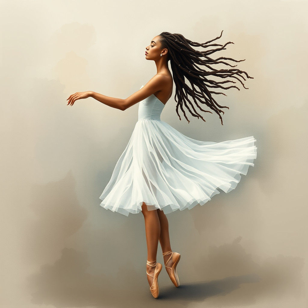 Ethereal Ballerina in Dreamy Watercolor Landscape
