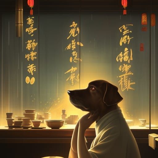 Dog in Chinese restaurant