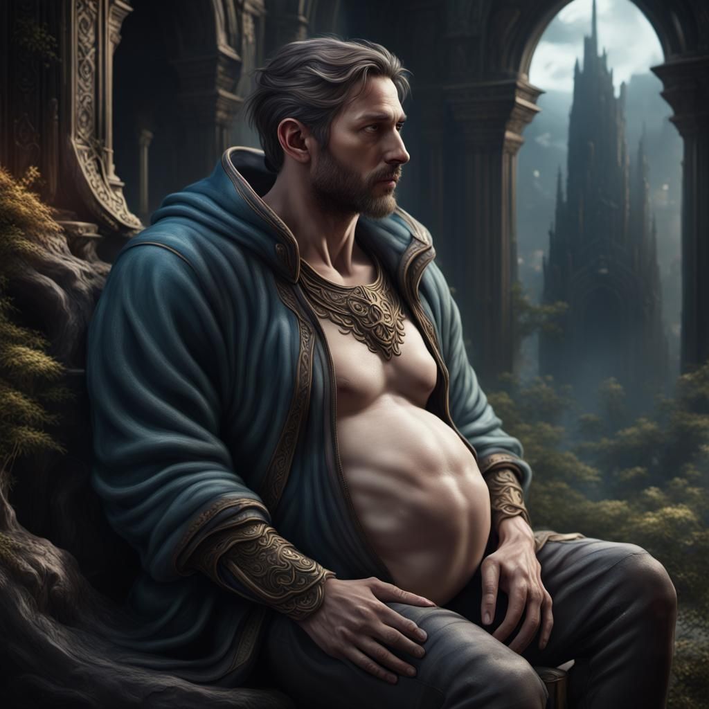 Detailed Matte Painting of a Pregnant Man