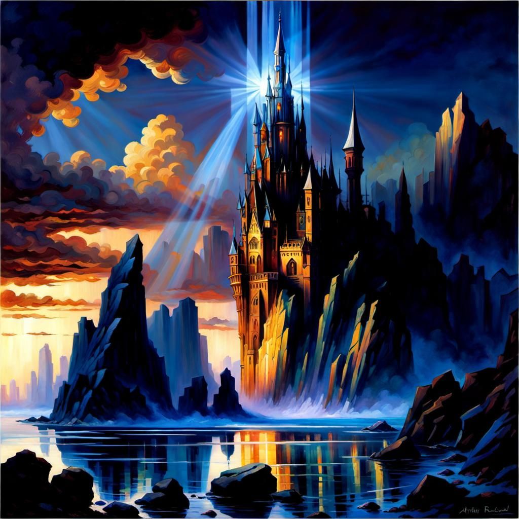 Crystal Spires on Misty Promontory in Hyperdetailed Style
