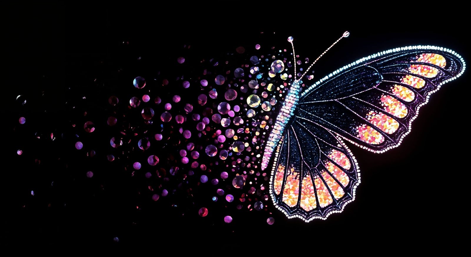 Melting Neon Butterfly Wing in Cyberpunk Fairytale Style