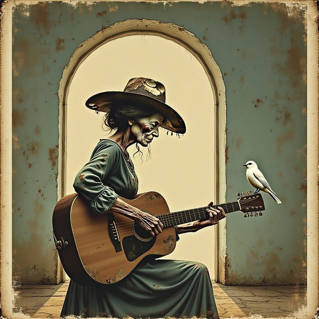 Vintage LP Cover: Guitarist and White Bird