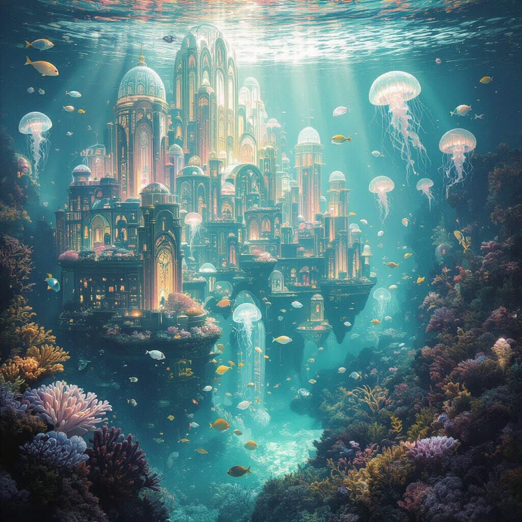Underwater City in Art Nouveau Style