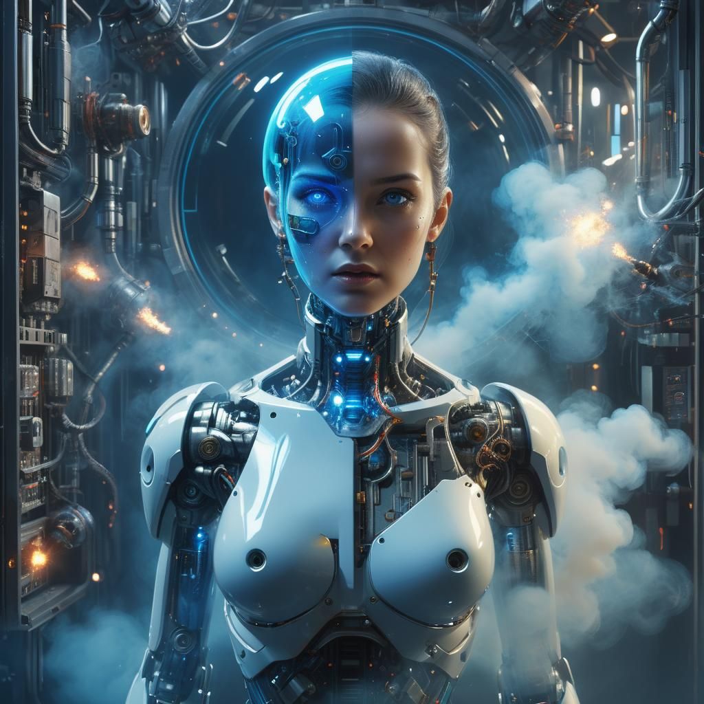 futuristic senthetic woman, artificial pleasure bot, realist...