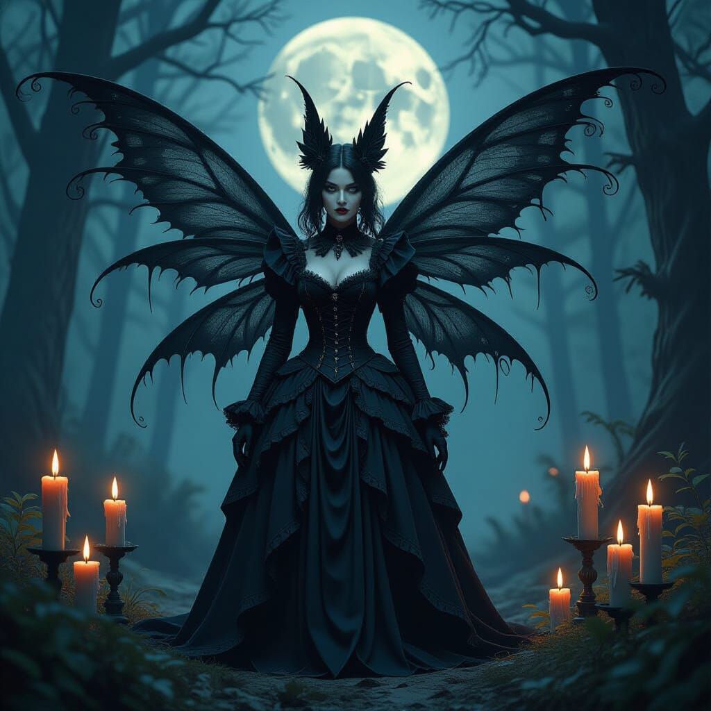 Ominous Dark Fairy in Gothic Industrial Style