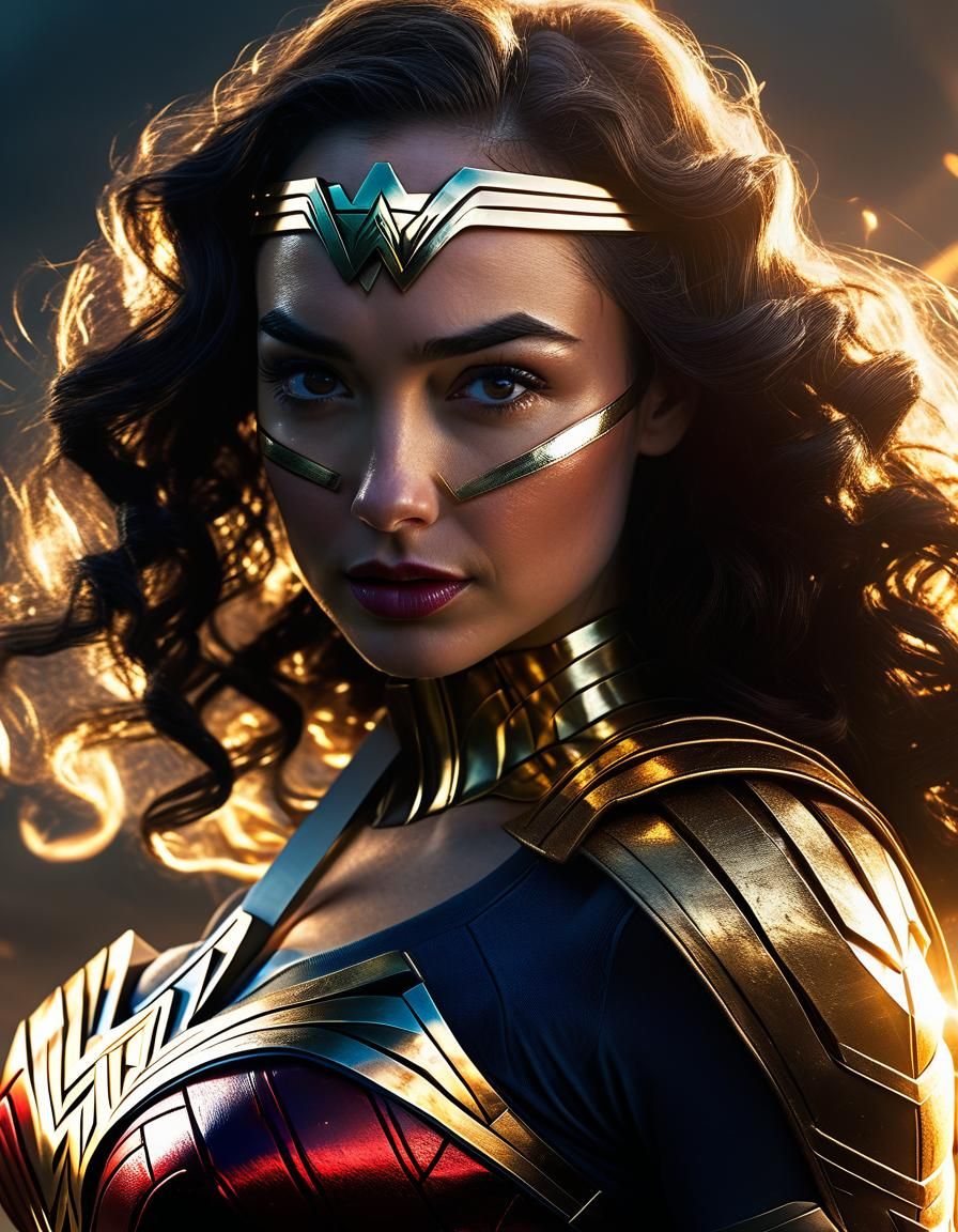 Wonder Woman Portrait in Comic Book Style