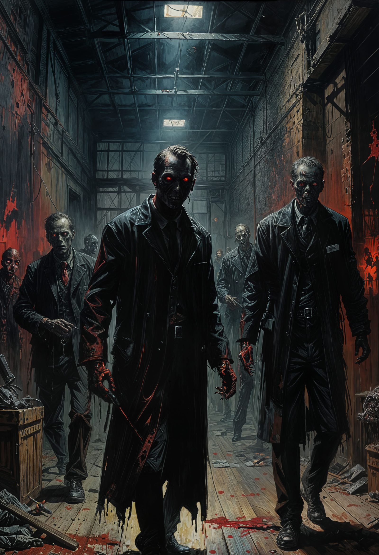 Noir Zombie Warehouse Horror Acrylic Art