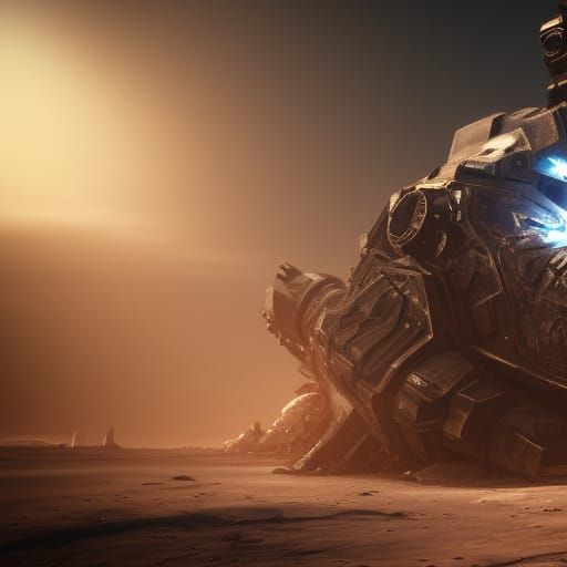 Epic Destroyed Helm in Sci-Fi Style