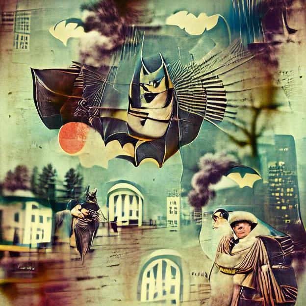 Vintage Batman Illustration, Gotham City Protector
