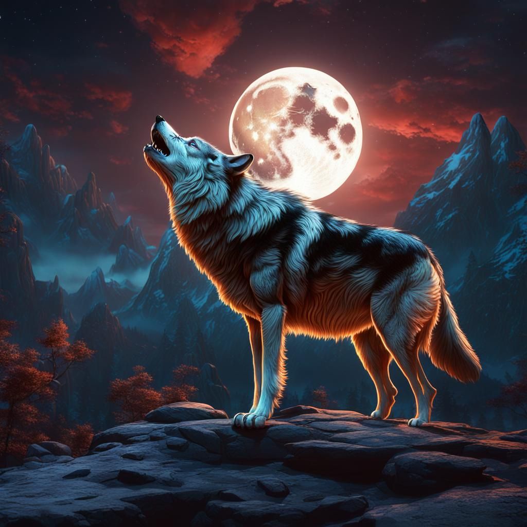Wolves Howling at the Moon: Detailed Matte Painting