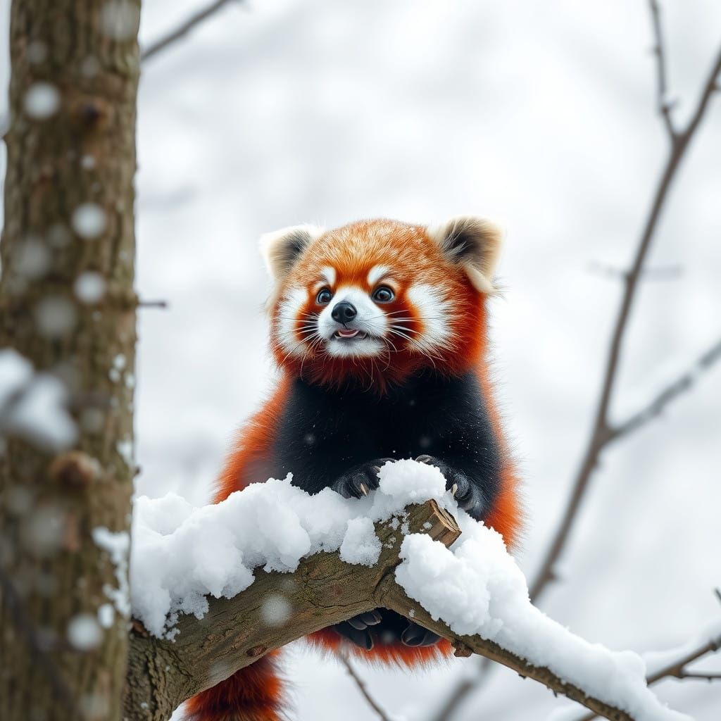 Serene Red Panda in Winter Wonderland