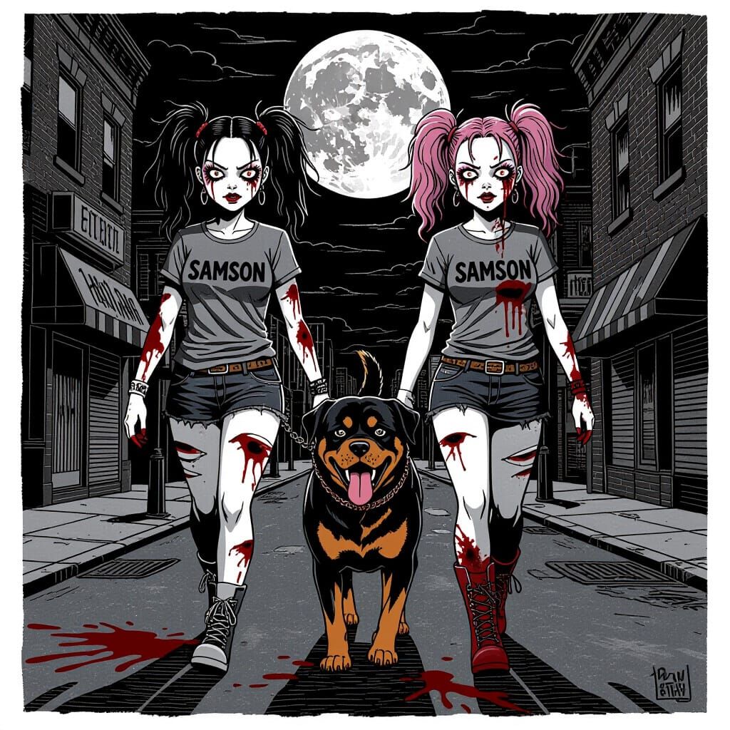 Creepy Punk Rockers with Rottweiler in Harlem