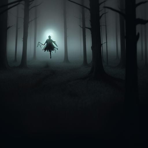 Ethereal White Spider in Mystical Forest: Cinematic Still