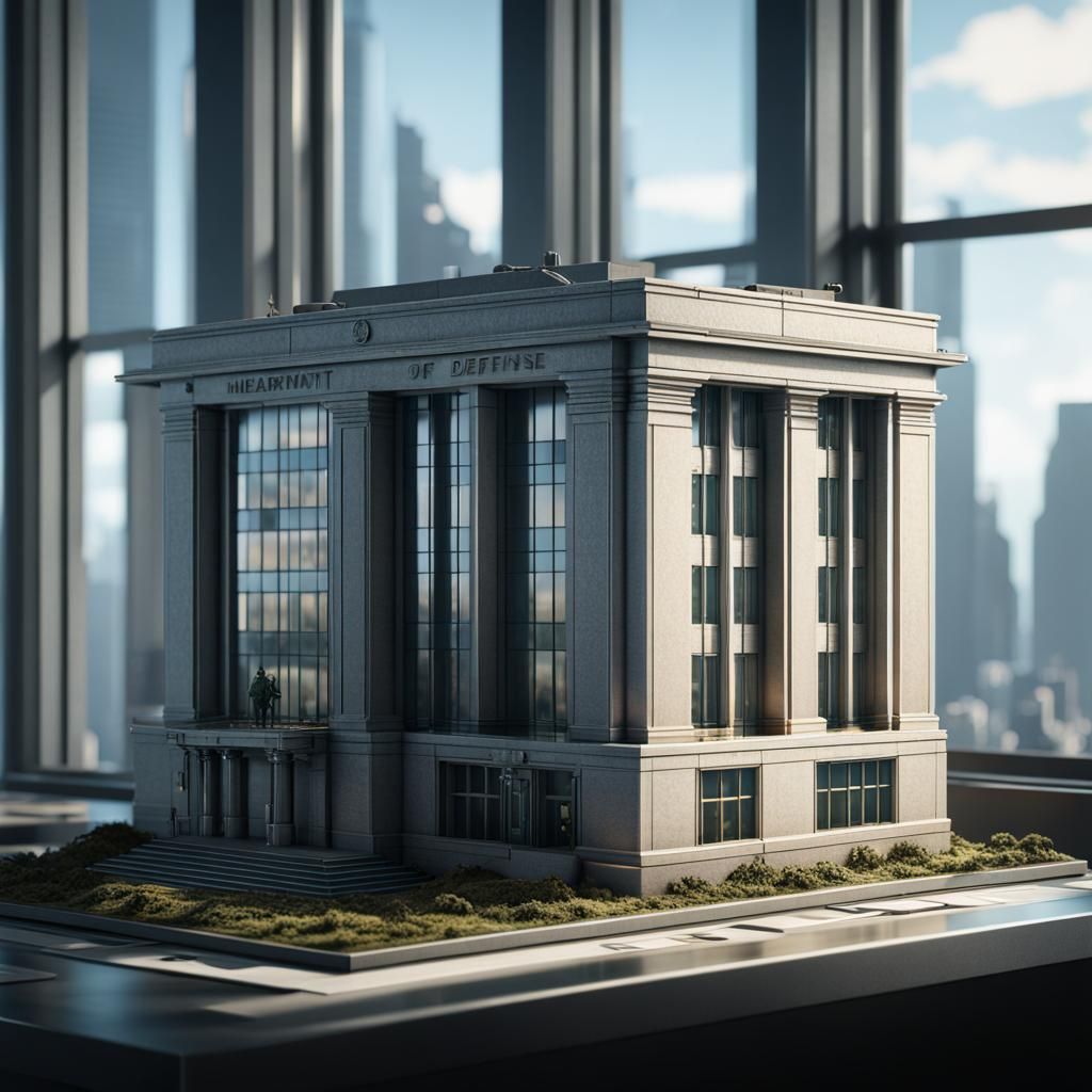 Miniature Pentagon Headquarters: 3D Game Cinematic Render