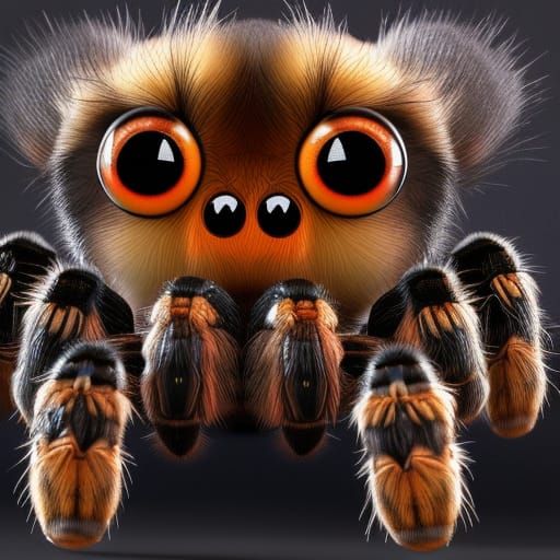 Adorable Cartoon Tarantula with Big Cute Eyes