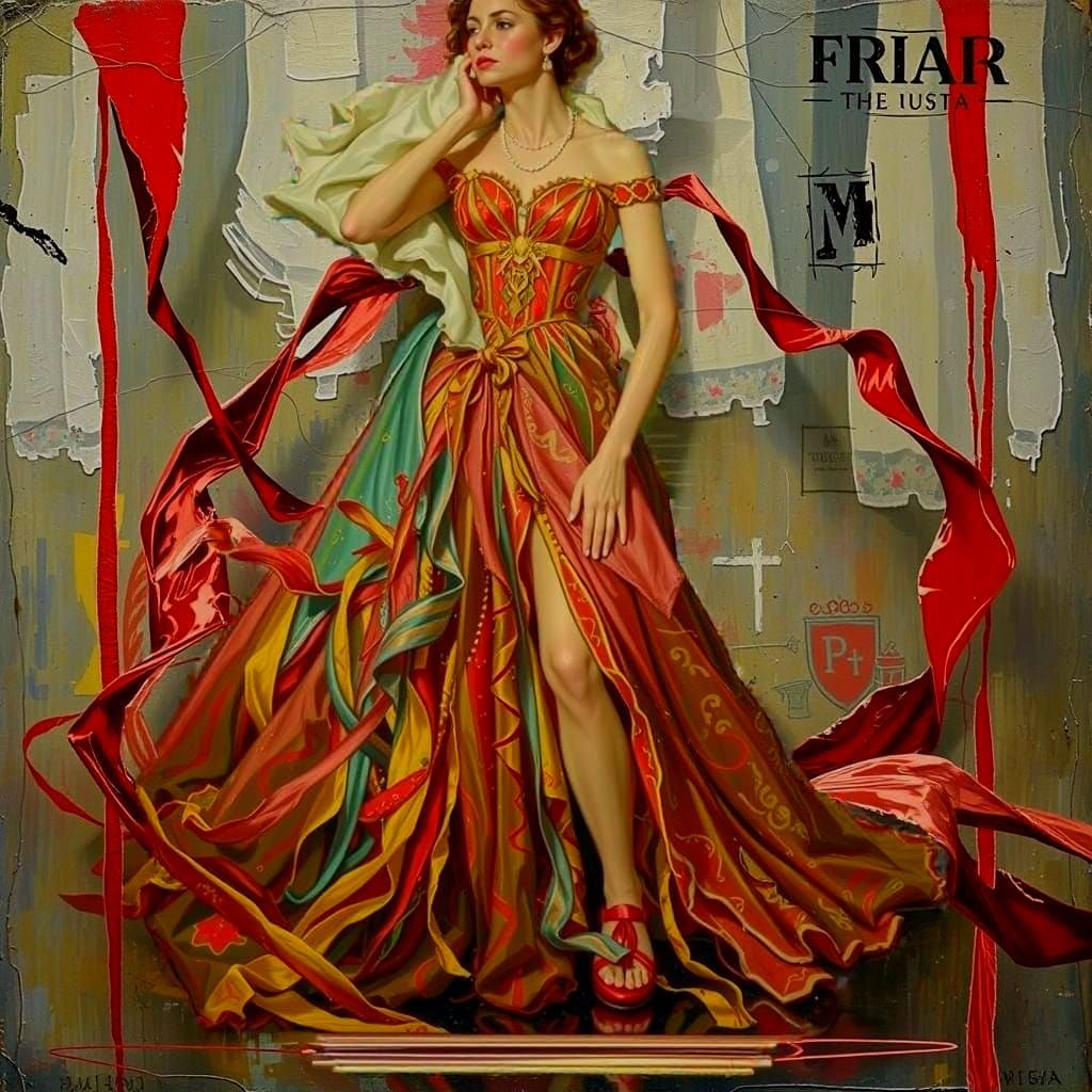 Dynamic Red Ribbons in Hyperrealistic Style