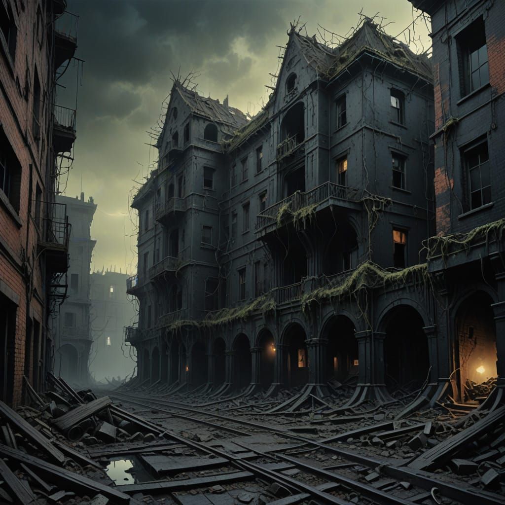 Goth Fashion Icon in Post-Apocalyptic Coffee Shop Ruins