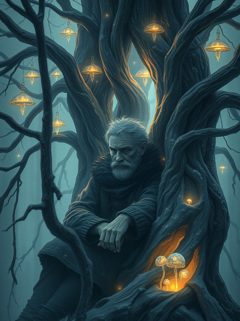 Mystical Tree Entrapment: A Dark Fantasy Vision