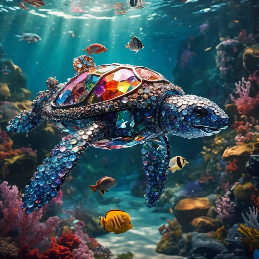 Crystalline Underwater Turtle