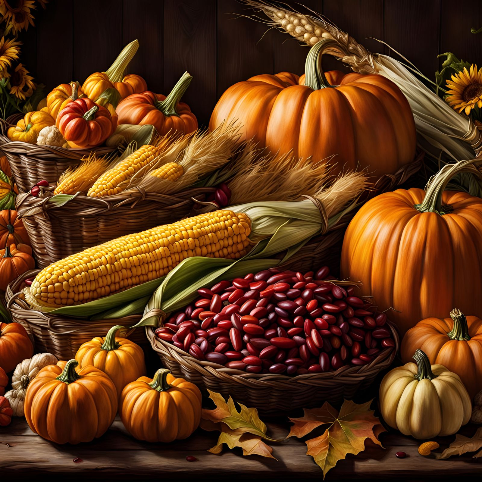 Autumn Harvest Feast in Hyperrealistic Detail
