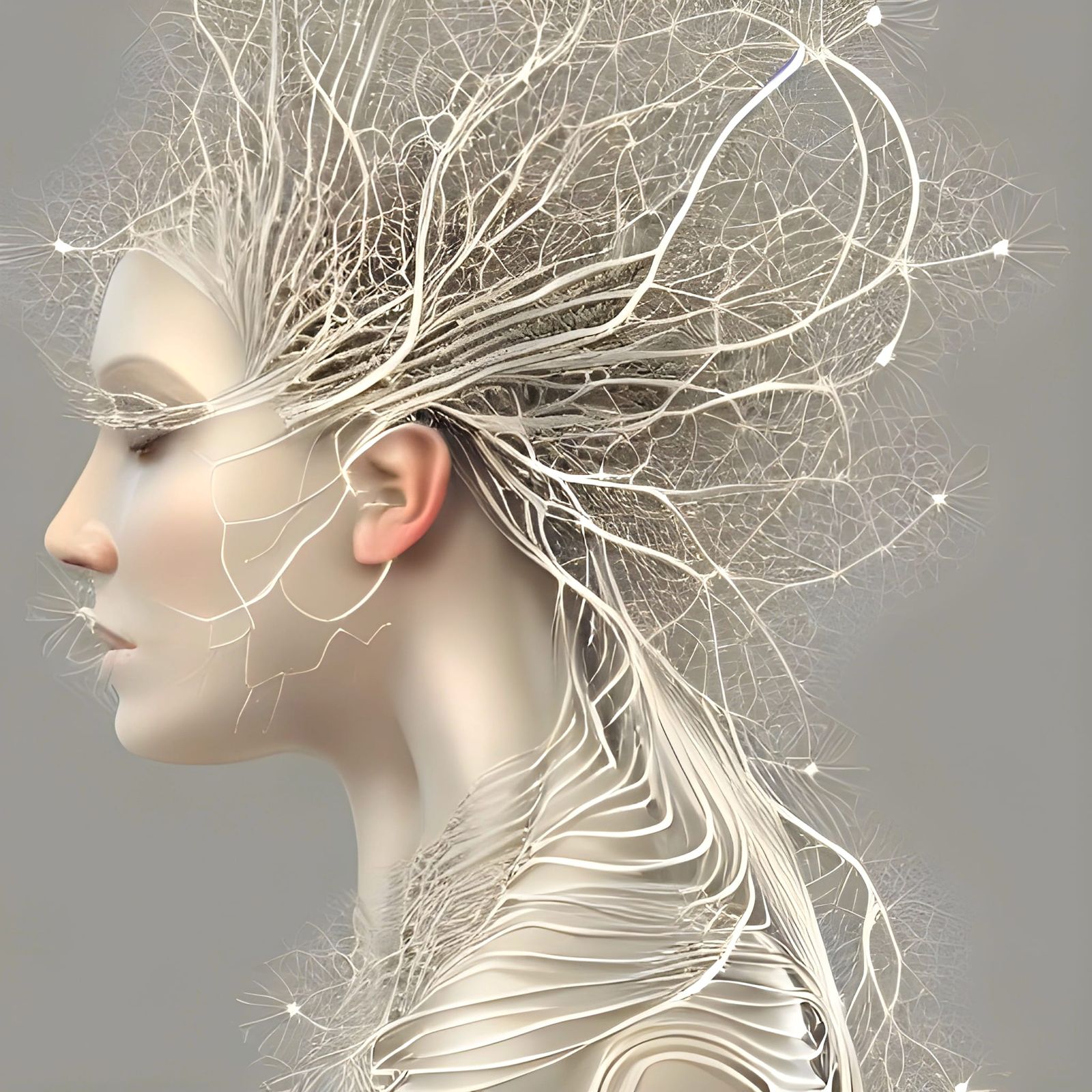 Elegant Neural Network Queen Portrait in Fractal Style