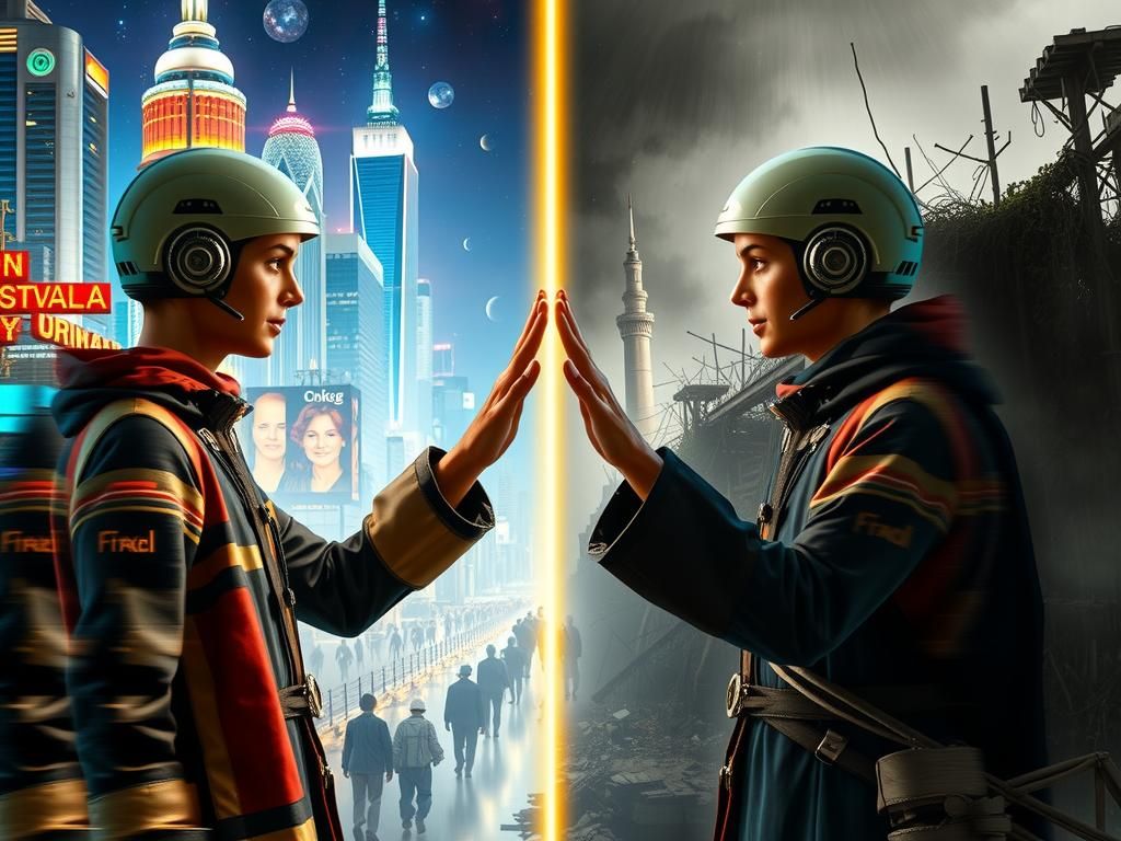 Sci-Fi Twins in Dystopian Parallel Worlds