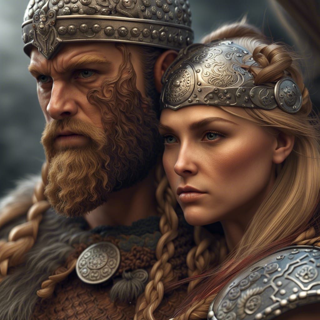 Viking Warrior and Shieldmaiden in 3D