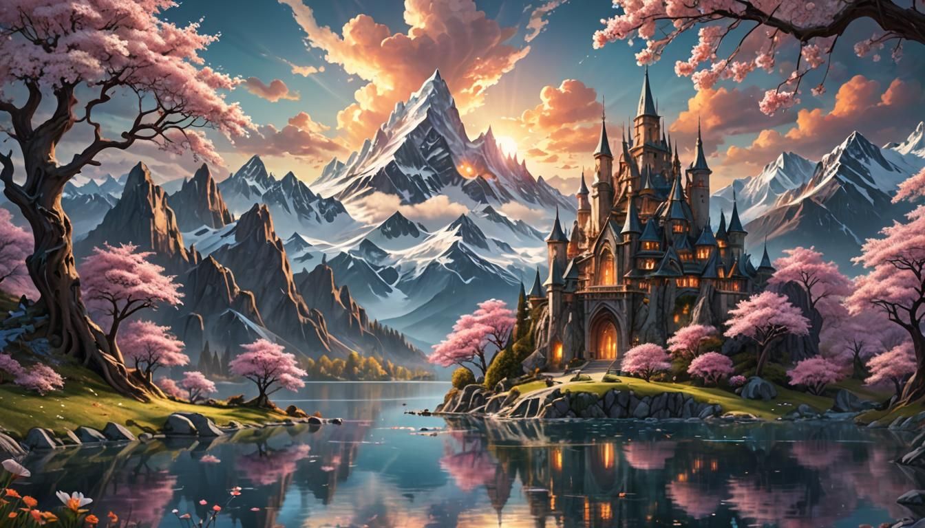 Enchanting Fairy City at Sunset: Fantasy Art
