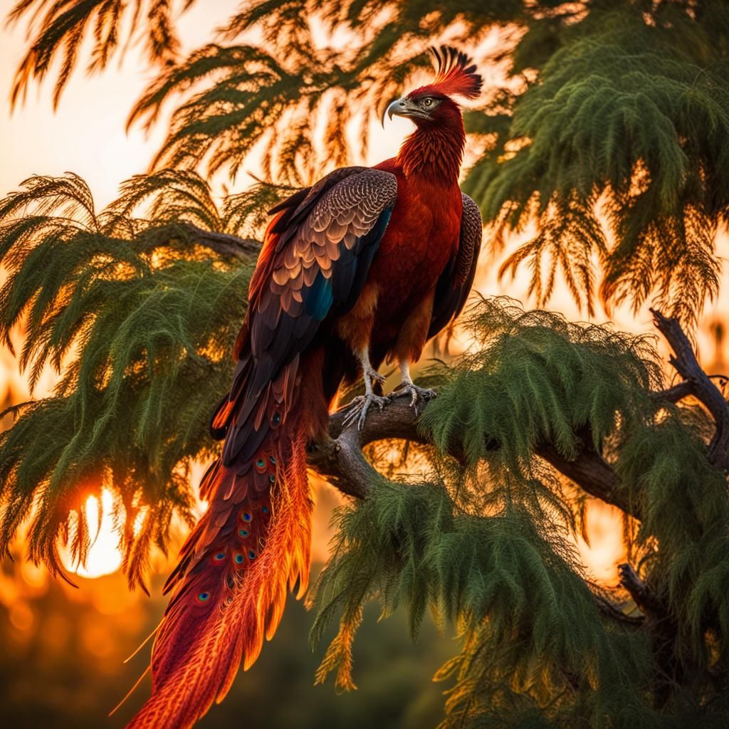 Fiery Eagle Phoenix in Summer Sunset