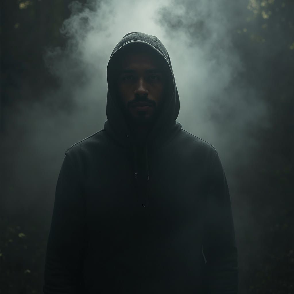 Mystical Man in Shadows: Eerie Atmospheric Portrait