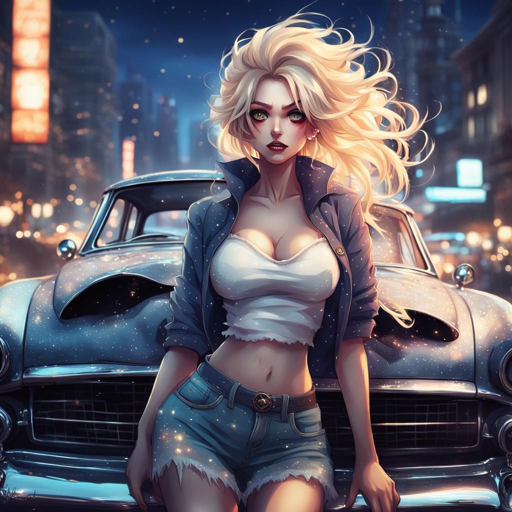 hot Fighter Posing, Trending On Artstation, Anime Style Girl Blond With Ultra Detailed Delicate Face, Big Expressive Eye...