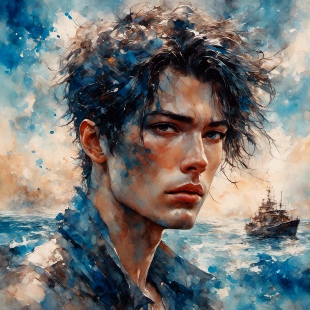 Intense Portrait of a Sailor in Oil Painting Style