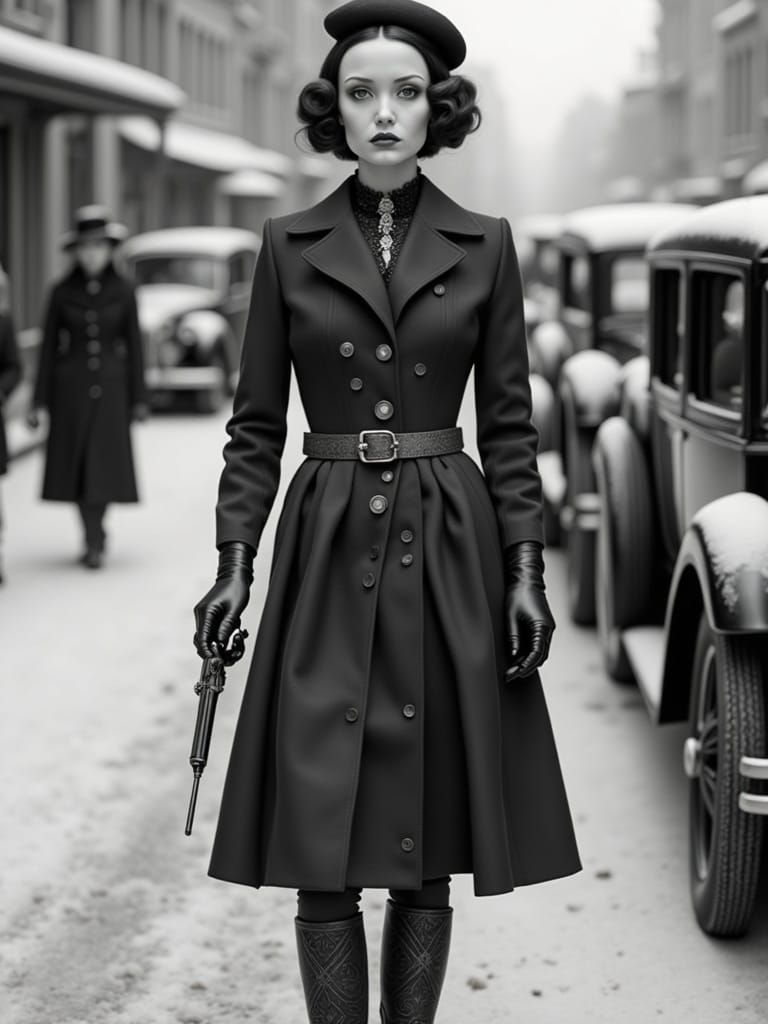 Vintage Noir Goddess in Black and White