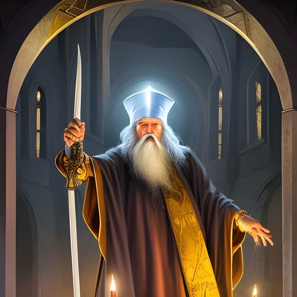 Wizard Casting Spell in Dark Crypt: Hyperrealistic Art