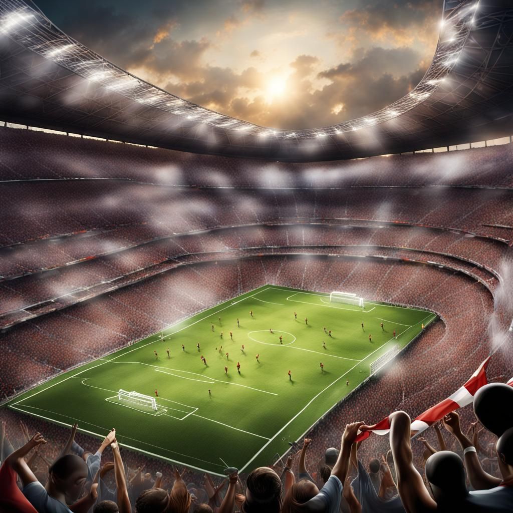 Dynamic Football Game in Stadium with Roaring Fans