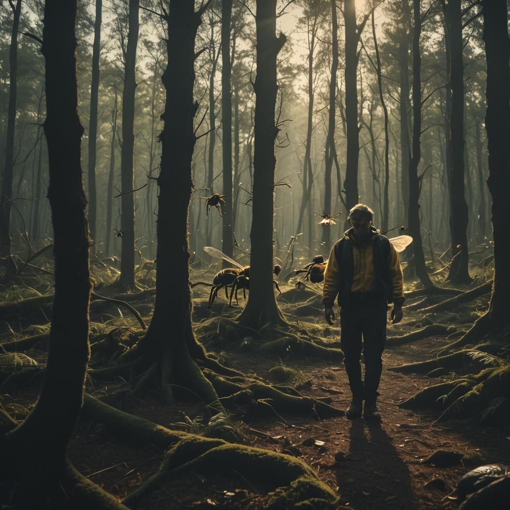 Bee and Spider Transformation in Mystical Forest