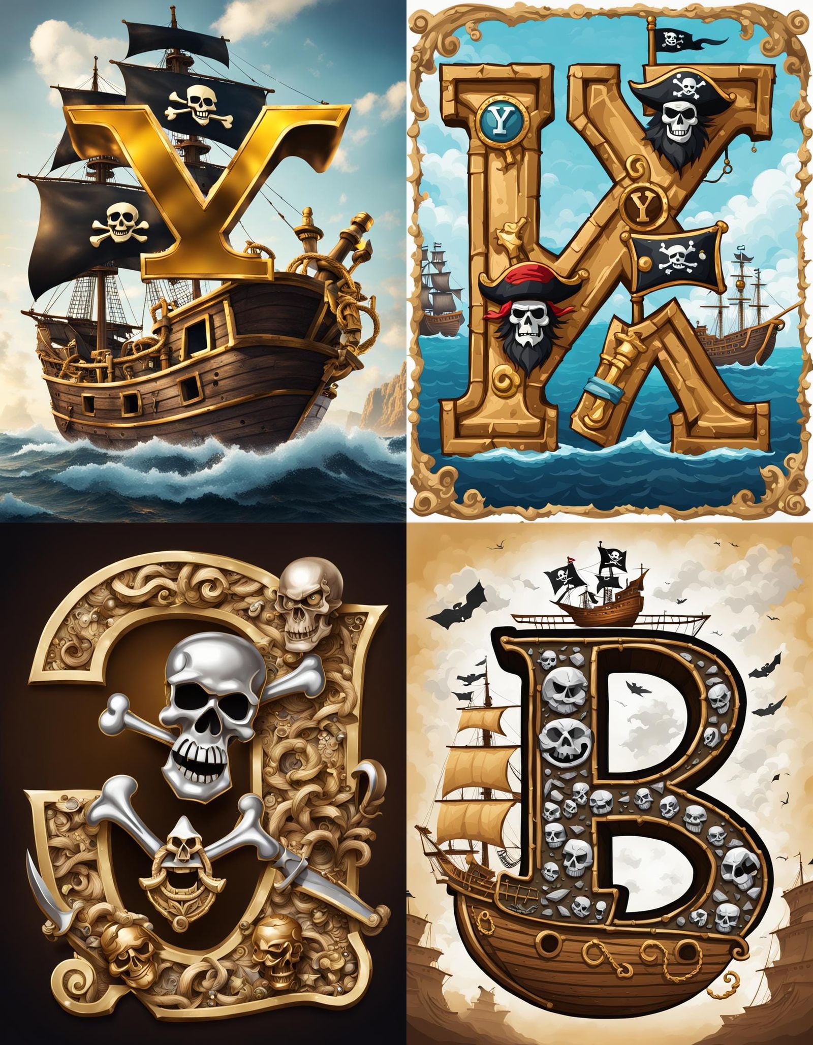 Pirate Treasure Letter Y on Ship