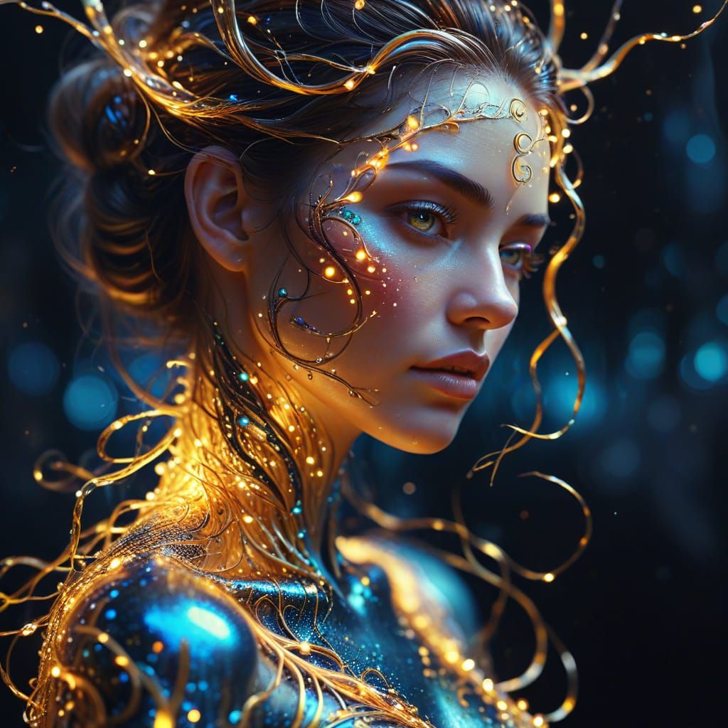 Surreal Person Shines: Vibrant Oil Painting