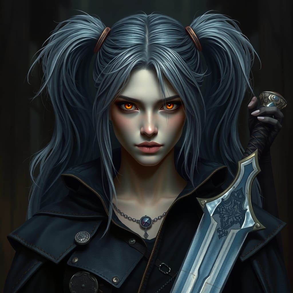 Gothic Vampire Paladin with Greatsword in Detailed Realism